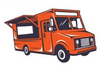 A stylized vector illustration of a generic food truck.